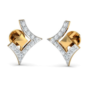  White CZ 925 Silver Earrings with Gold Plating