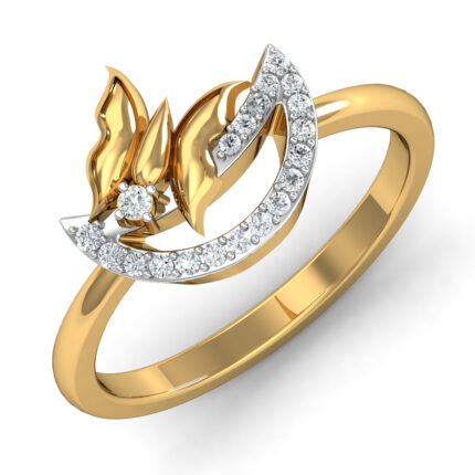 Gold Plated 925 Sterling Silver Butterfly Ring With White CZ