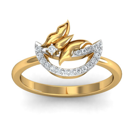 Gold Plated 925 Sterling Silver Butterfly Ring With White CZ