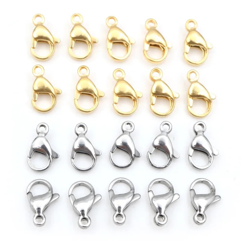 50pcs Bronze Gold Silver Plated Black Alloy Lobster Clasp Hooks for Necklace  Bracelet Chain DIY Jewelry Making Finding Supplies