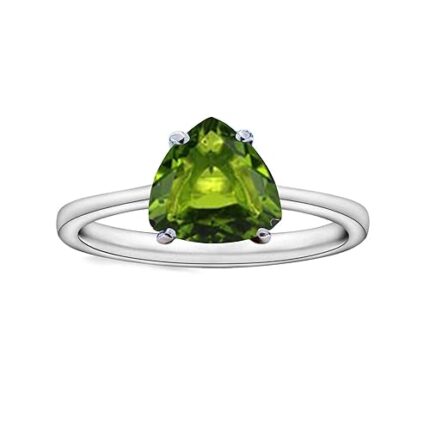 925 Silver Peridot Quartz Trillion Ring